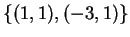 $\{(1,1), (-3,1)\}$