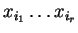 $x_{i_1}\ldots x_{i_r}$