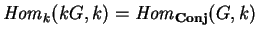 ${\it Hom}_k(kG,k)={\it Hom}_{\bf Conj}(G,k)$
