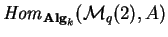 ${\it Hom}_{{\bf Alg}_k}(\mathcal{ M}_q(2),A)$