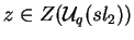 $z\in Z(\mathcal{ U}_q(sl_2))$