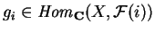 $g_i\in {\it Hom}_{\bf C} (X,\mathcal{ F}(i))$