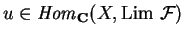 $u\in
{\it Hom}_{\bf C} (X,{\rm Lim }\ \mathcal{ F})$