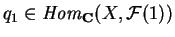 $q_1\in {\it Hom}_{\bf C}
(X,\mathcal{ F}(1))$