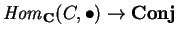${\it Hom}_{\bf C}(C,\bullet )\rightarrow
{\bf Conj}$