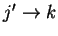$j'\rightarrow k$