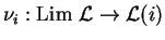$\nu_i:{\rm Lim}\ \mathcal{ L}
\rightarrow \mathcal{ L}(i)$
