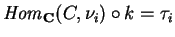 ${\it Hom}_{\bf C}(C,\nu_i)
\circ k=\tau_i$