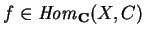 $f \in
{\it Hom}_{\bf C}(X,C)$