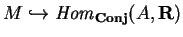 $M\hookrightarrow
{\it Hom}_{\bf Conj}(A, {\bf R})$