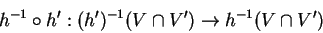 \begin{displaymath}h^{-1}\circ h':
(h')^{-1}(V\cap V')\rightarrow
h^{-1}(V\cap V')\end{displaymath}