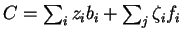 \(C=\sum_i z_i b_i + \sum_j \zeta_if_i\)