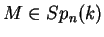 $M\in Sp_n(k)$