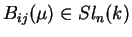 $B_{ij}(\mu)\in Sl_n(k)$