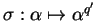 $\sigma:\alpha\mapsto \alpha^{q'}$